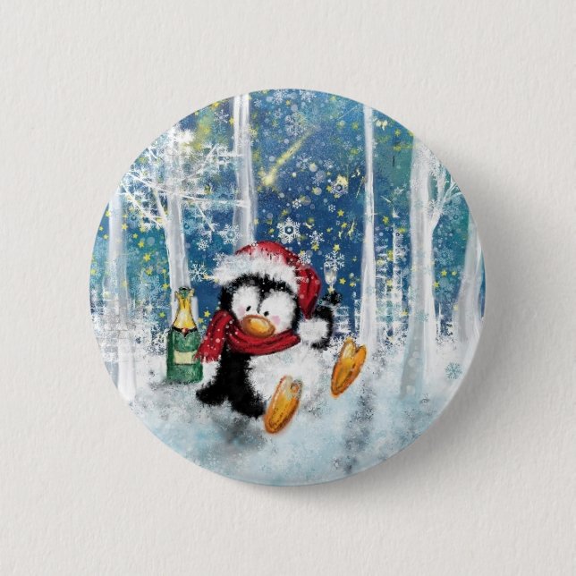 Christmas Button Happy Pinguin (Vorderseite)