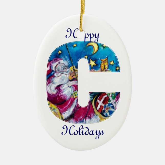 CHRISTMAS C SCHREIBEN / INSPIRIERT SANTA-MONOGRAMM KERAMIK ORNAMENT (Vorne)
