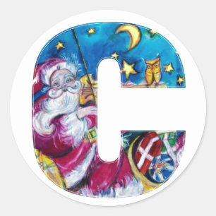 CHRISTMAS C SCHREIBEN / INSPIRIERT SANTA-MONOGRAMM RUNDER AUFKLEBER