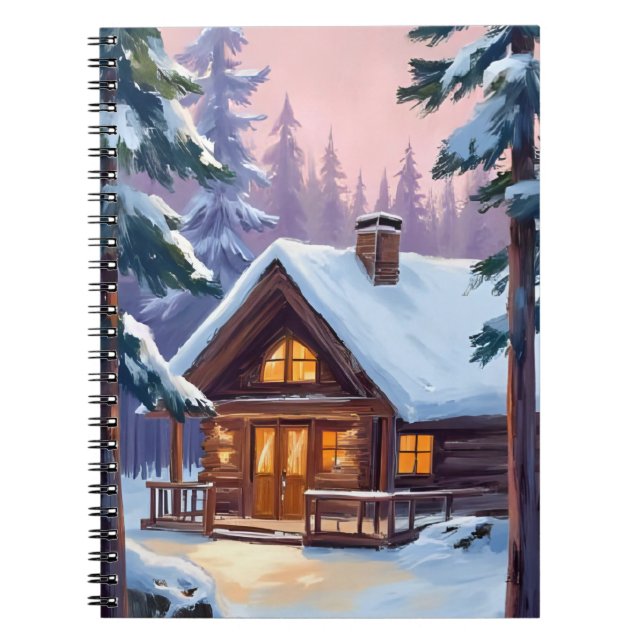 Christmas Cabin | Forest Winter Snow Notizblock (Vorderseite)
