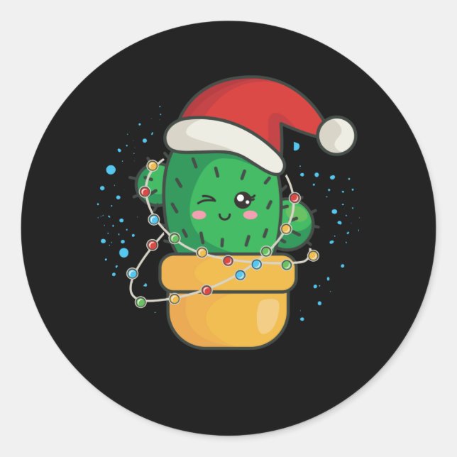 Christmas Cactus Succulent Runder Aufkleber (Vorderseite)