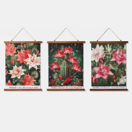 Christmas Cactus Wall Tapestry Bloom Bright Shine Wandteppich Mit Holzrahmen