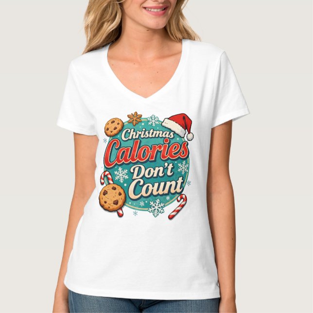 Christmas Calories Don’t Count Funny Santa Claus  T-Shirt (Vorderseite)