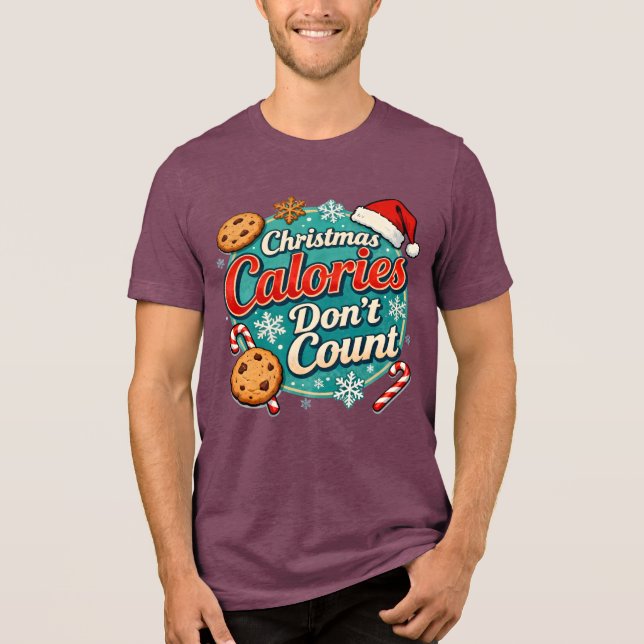 Christmas Calories Don’t Count Funny Santa Claus  Tri-Blend Shirt (Vorderseite)
