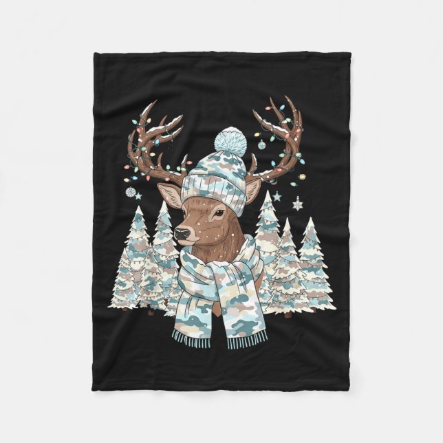 Christmas Camo Hunting Reindeer Pajamas With Deer  Fleecedecke (Vorderseite)