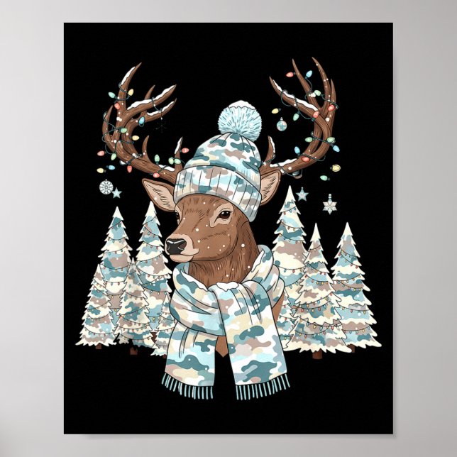 Christmas Camo Hunting Reindeer Pajamas With Deer  Poster (Vorne)