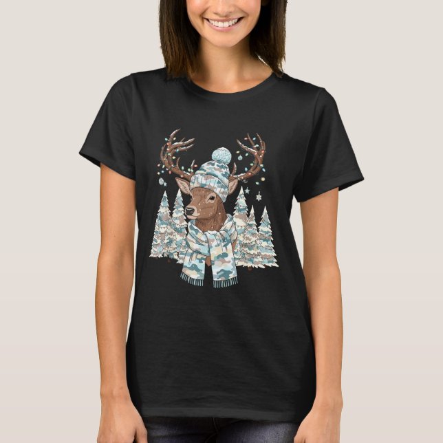 Christmas Camo Hunting Reindeer Pajamas With Deer  T-Shirt (Vorderseite)