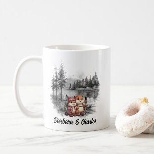 Christmas Campin Lake Woods neu verheiratetes Paar Kaffeetasse