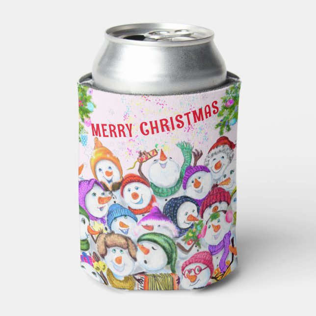 Christmas Can Cooler mit Happy Snowmans Party Dosenkühler (Kanne Vorderseite)