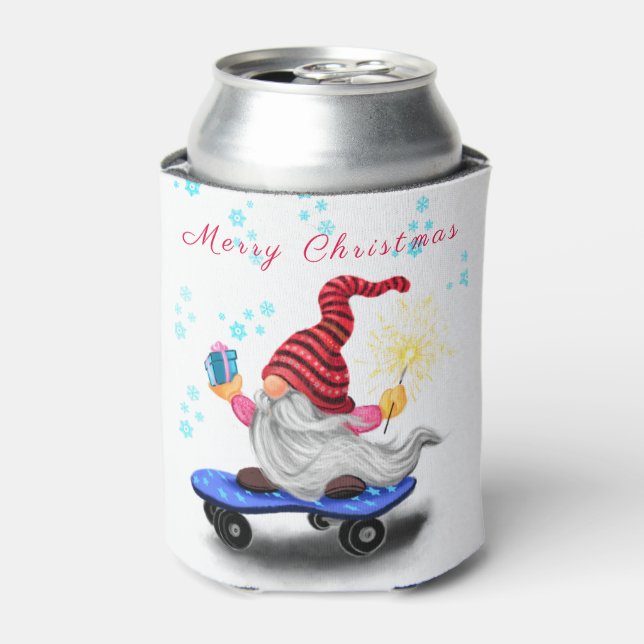 Christmas Can Cooler Skater mit Geschenken gewinne Dosenkühler (Kanne Vorderseite)
