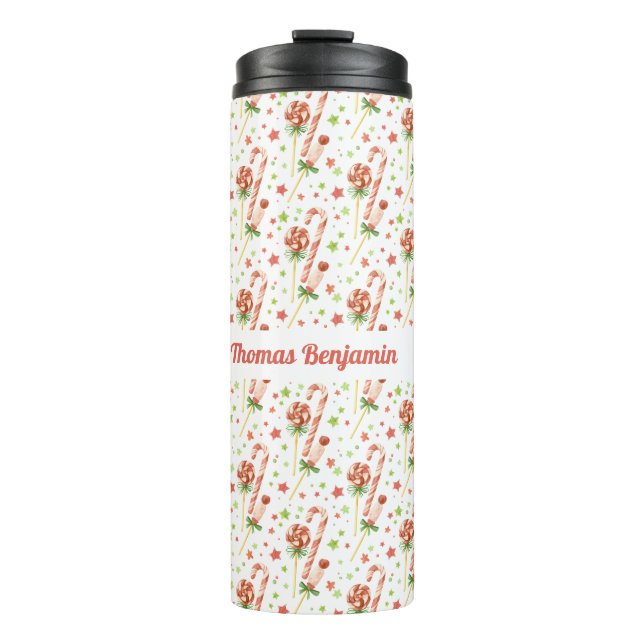 Christmas Candies Pattern Personalisiert Tumbler Thermosbecher (Vorderseite)