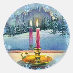 CHRISTMAS CANDLE von SHARON SHARPE Runder Aufkleber