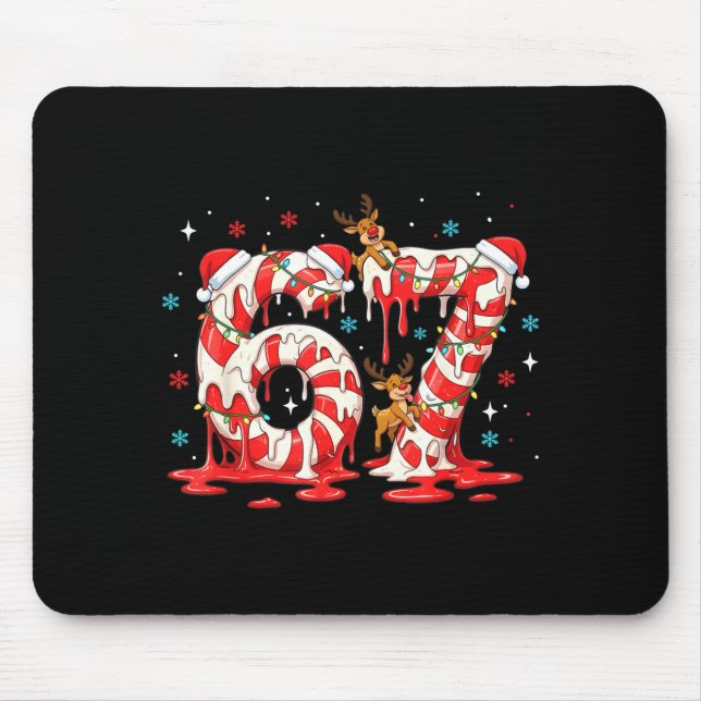 Christmas Candy Cane 67 Meme Six Seven Funny Boys  Mousepad (Vorne)