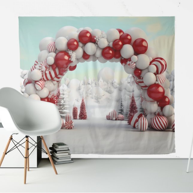 Christmas Candy Cane Balloon Arch Wandteppich (Von Creator hochgeladen)