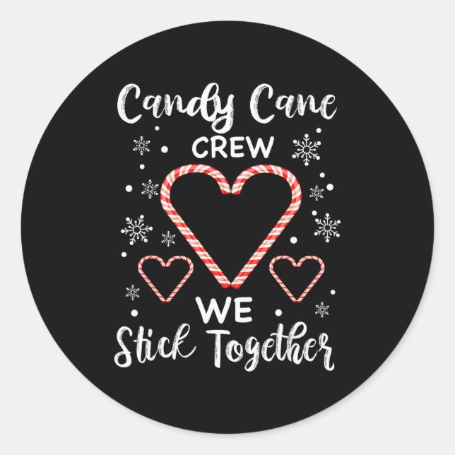 Christmas Candy Cane Crew Heart Holiday Family Can Runder Aufkleber (Vorderseite)