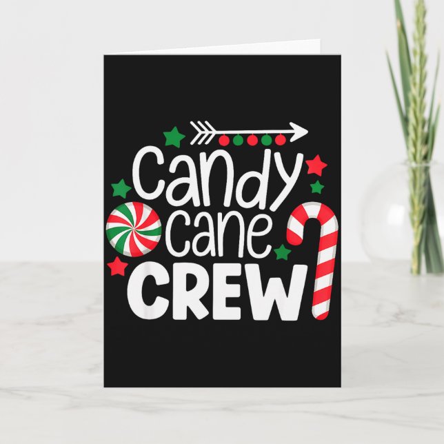 Christmas Candy Cane Crew Shirt Women Girls Boys K Karte (Vorderseite)
