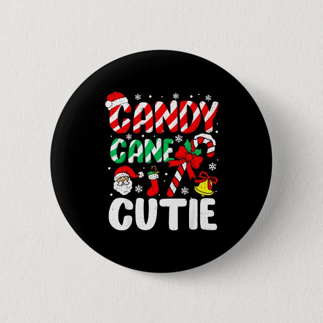 Christmas Candy Cane Cutie Xmas Holiday Toddler Ki Button (Vorderseite)
