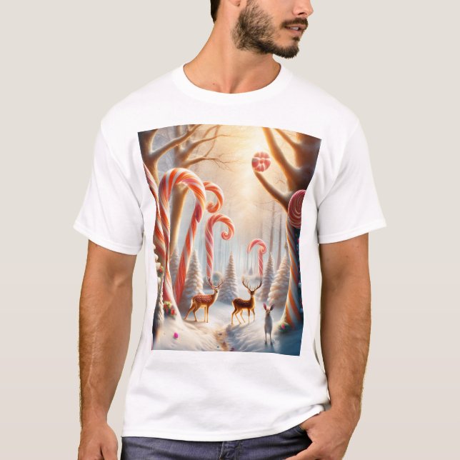 Christmas Candy Cane Forest  T-Shirt (Vorderseite)