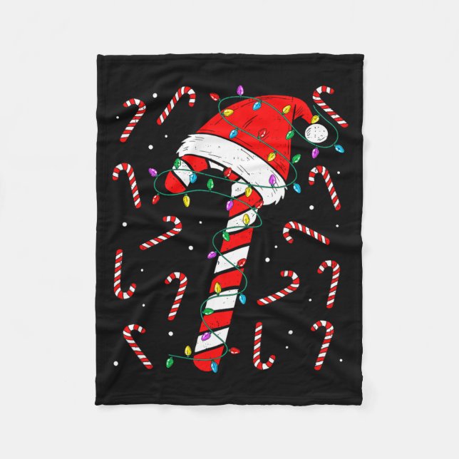 Christmas Candy Cane Hat Santa Xmas Holiday Toddle Fleecedecke (Vorderseite)