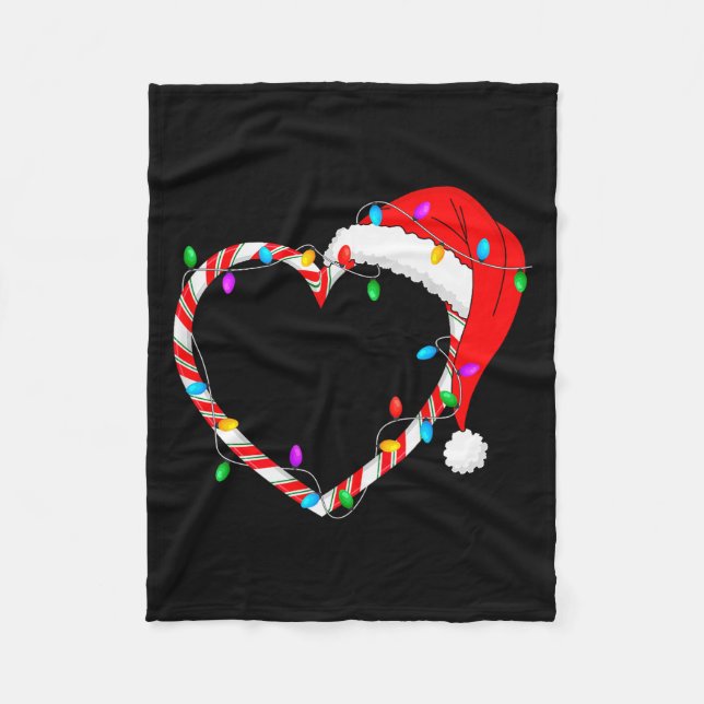Christmas Candy Cane Heart Funny Love Candy Men Wo Fleecedecke (Vorderseite)