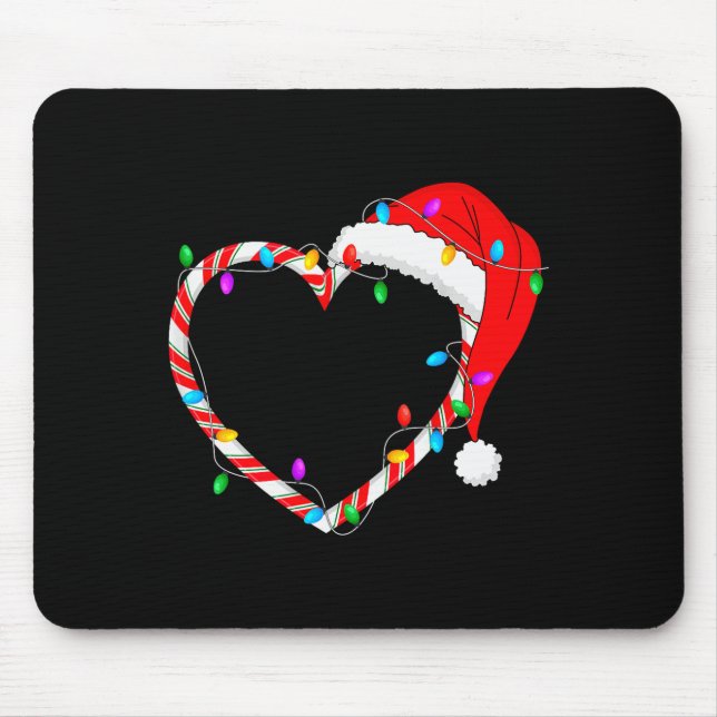 Christmas Candy Cane Heart Funny Love Candy Men Wo Mousepad (Vorne)