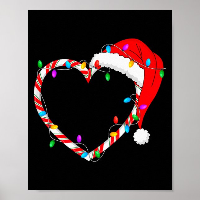 Christmas Candy Cane Heart Funny Love Candy Men Wo Poster (Vorne)