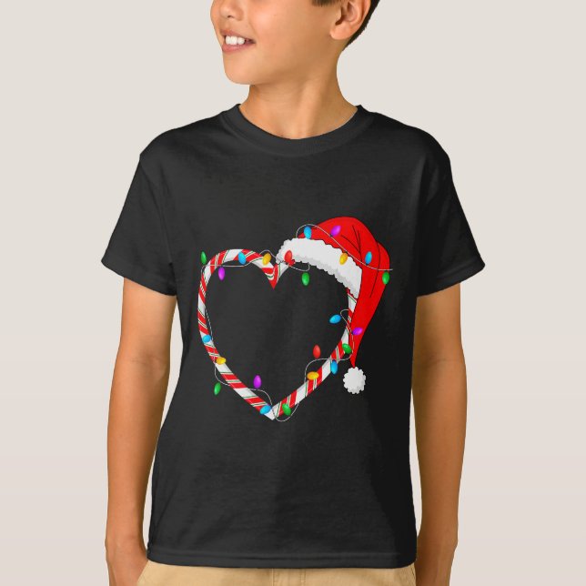 Christmas Candy Cane Heart Funny Love Candy Men Wo T-Shirt (Vorderseite)