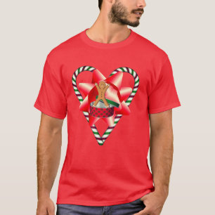 Christmas Candy Cane Heart Gingerbread Mann T-Shirt