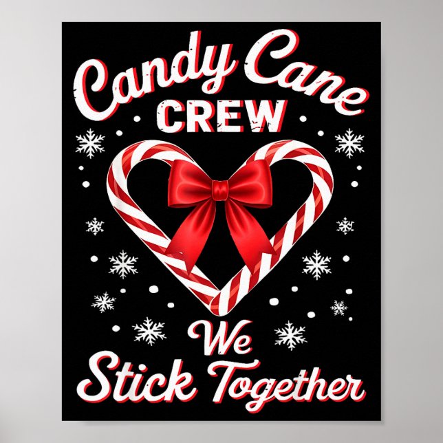 Christmas Candy Cane Heart Holiday Family Matching Poster (Vorne)
