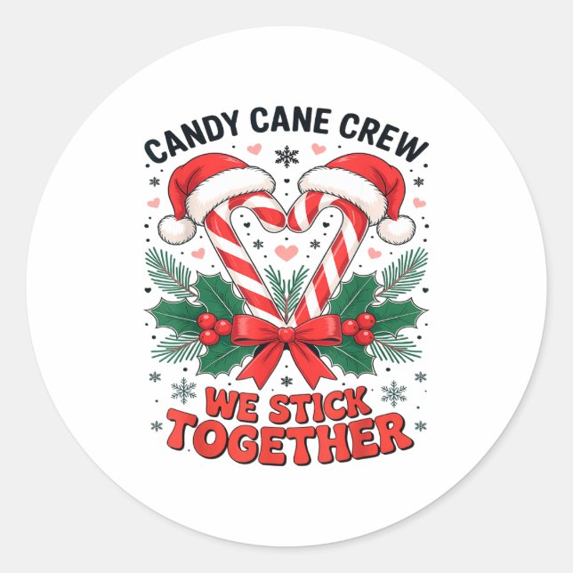 Christmas Candy Cane Heart Holiday Family Matching Runder Aufkleber (Vorderseite)