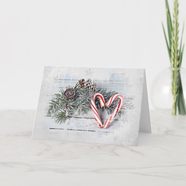 Christmas Candy Cane Heart Karte (Vorderseite)