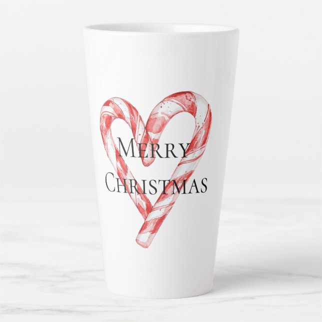 Christmas Candy Cane Heart Milchtasse (Vorderseite)