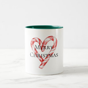Christmas Candy Cane Heart Zweifarbige Tasse