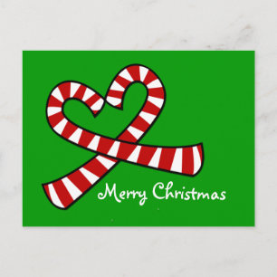 Christmas Candy Cane Herz Postcard Feiertagspostkarte