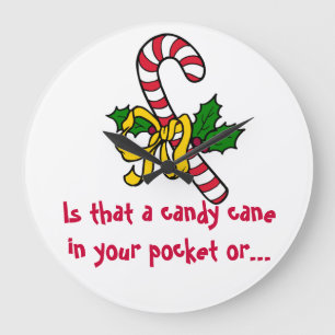 Christmas Candy Cane Joke Große Wanduhr