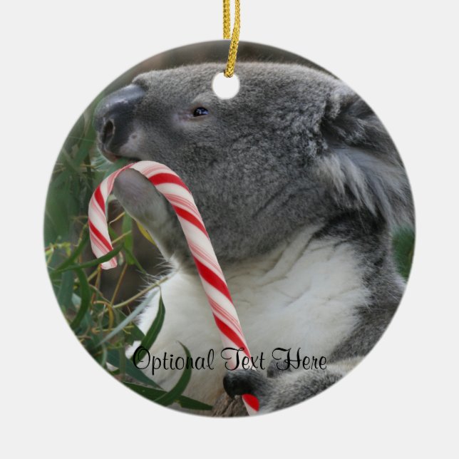 Christmas Candy Cane Koala Keramikornament (Vorne)