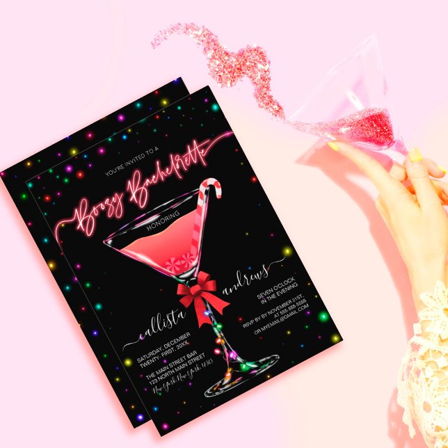 Christmas Candy Cane Martini Boozy Bachelorette Einladung (Von Creator hochgeladen)