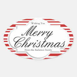Christmas Candy Cane Party Ovaler Aufkleber