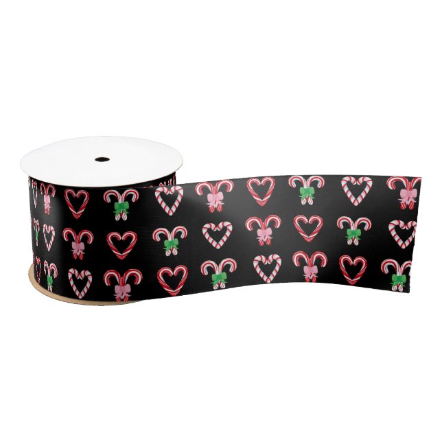 Christmas Candy Cane Pattern Satinband (Spule)
