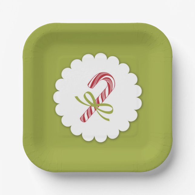 Christmas Candy Cane Plate Pappteller (Vorderseite)