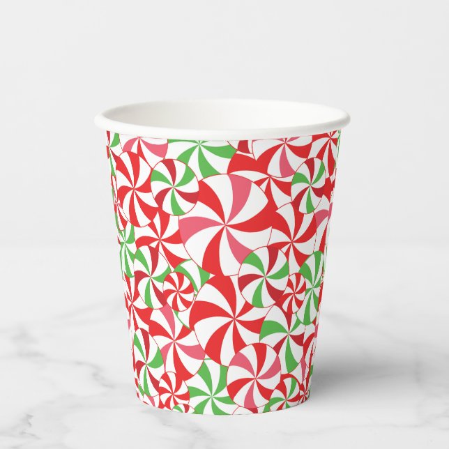 Christmas Candy Cane Print Party Paper Cups Pappbecher (Vorderseite)