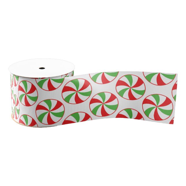 Christmas Candy Cane Printed Ribbon Ripsband (Spule)