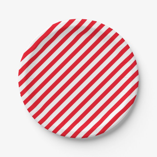 Christmas Candy Cane Red Stripped Paper Plates Pappteller (Vorderseite)