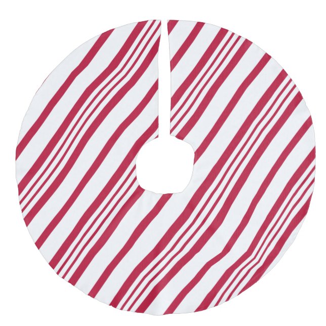 Christmas Candy Cane Stripe Leinenimitat Weihnachtsbaumdecke (Vorderseite)