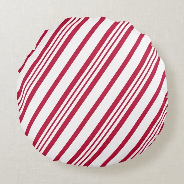 Christmas Candy Cane Stripe Rundes Kissen (Vorderseite)