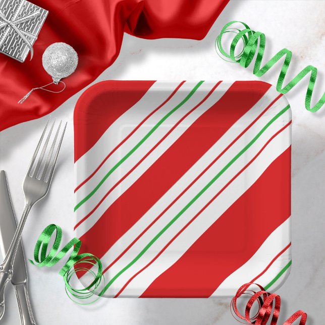 Christmas Candy Cane Stripes ID259 Pappteller (Von Creator hochgeladen)