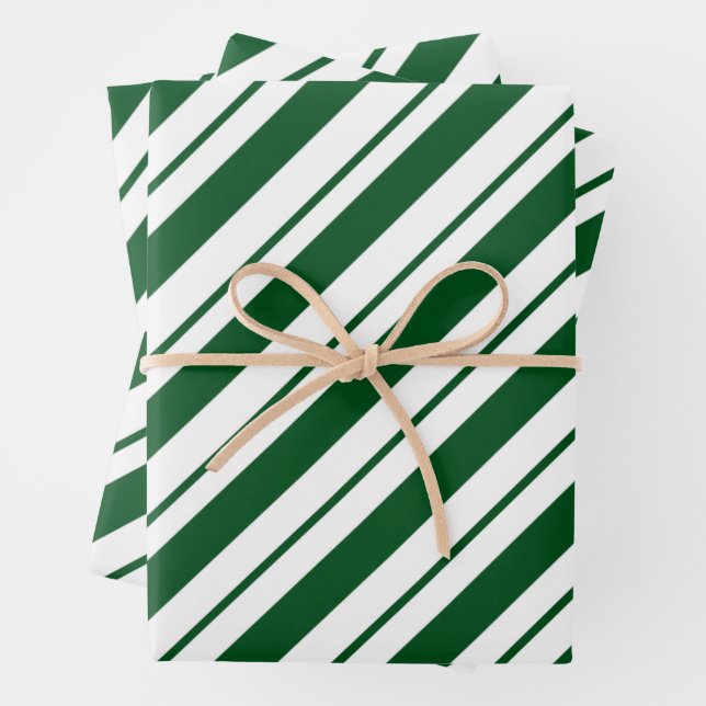 Christmas Candy Cane Stripes in Green and White  Geschenkpapier Set (Beispiel)