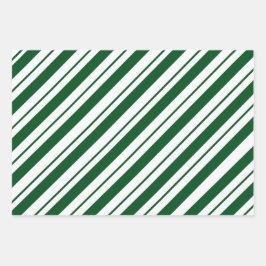 Christmas Candy Cane Stripes in Green and White Geschenkpapier Set
