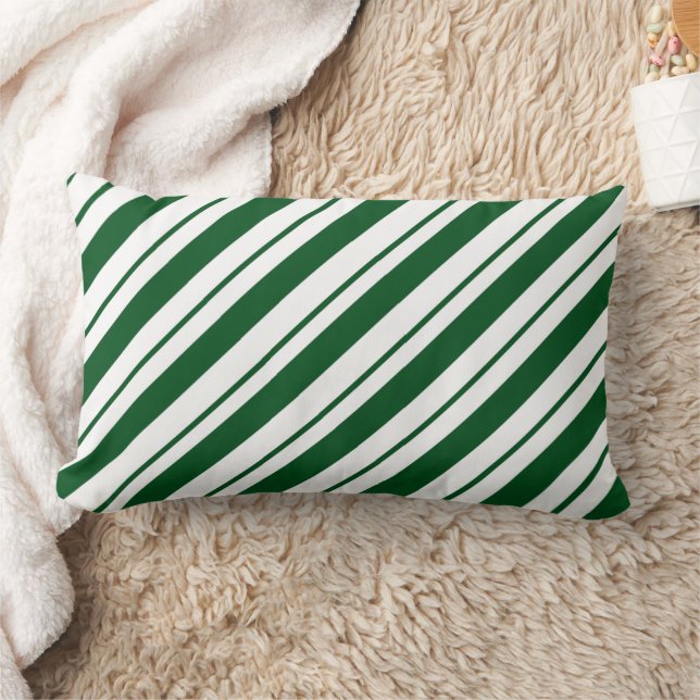 Christmas Candy Cane Stripes in Green and White  Lendenkissen (Decke)