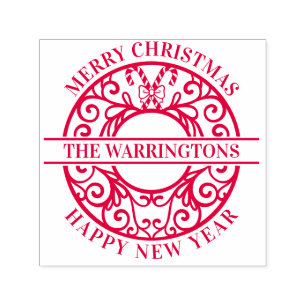 Christmas Candy Canes Lacy Filigree Familienname Permastempel